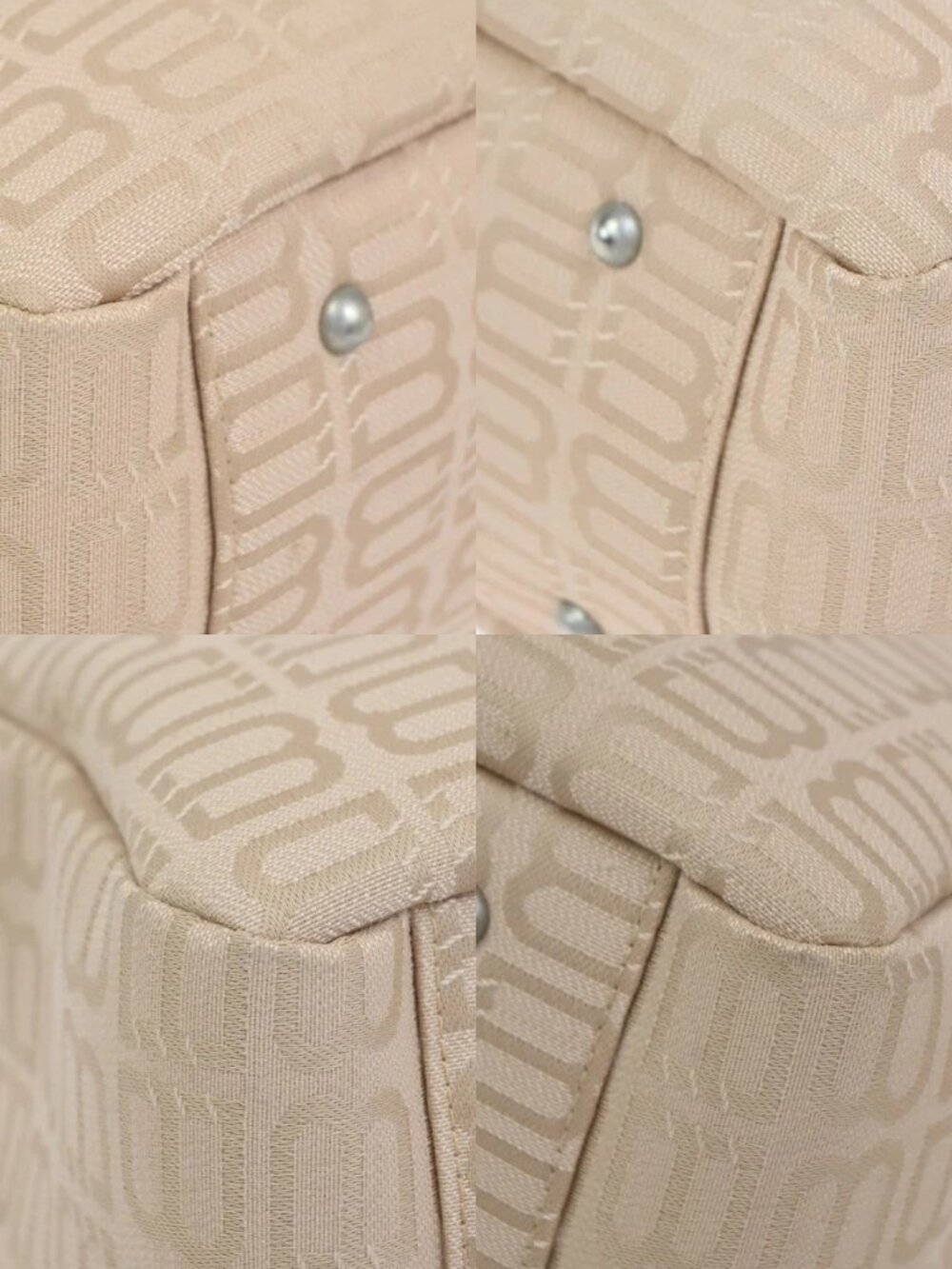 BALENCIAGA Logo BB Pattern Hand Tote Bag Canvas Leather Beige SHW - Picture 7 of 16